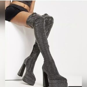 NIB Steve Madden Sparkly Thigh High Heeled Boots